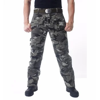 Mens Pantaloni Sex Masculin Tactice Pantaloni Armata Militară Stil Mens Casual Jogger Camo Multi Buzunarul Umflat Direct Pantaloni De Camuflaj