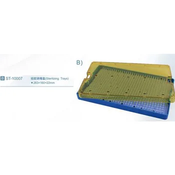 Mediu instrument de dezinfectare cutie cu oțel inoxidabil orificiu + gel de siliciu pad/ Sterilizare Tăvi 10007