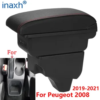 Pentru Peugeot 2008 Cotiera Pentru Peugeot 208 Auto Cotiera cutie 2019 2020 2021 Retrofit piese de Interior, cutie de Depozitare accesorii USB LED