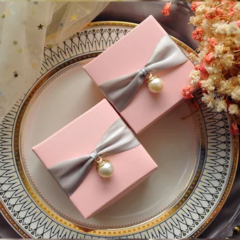 50pcs mult Aur Roz pearl de Hârtie Pătrat cutie de bomboane de ciocolată recipient Aniversare de Nunta Petrecere de Ziua cabină de duș de mireasă favoarea cutie