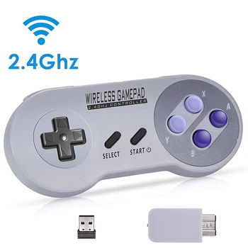 WUIYBN Gamepad Wireless 2.4 GHZ Joystick Pentru NES/SNES Super Nintend Clasic PC Android USB Wireless Controller