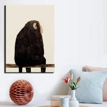 Animale De Perete De Arta Canvas Imagini Pentru Perete Camera De Zi Maimuță Și Cerb Nordic Postere Si Printuri Pentru Camera Copii Copil De Cameră Decor