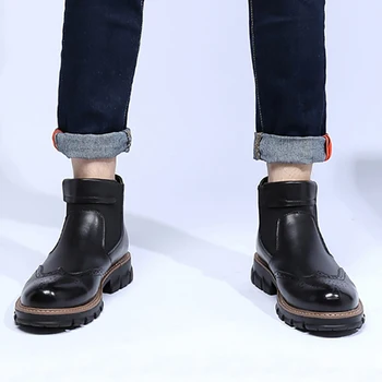 Barbati Cizme Om de Toamna Iarna Botas Brand Lace-up Confortabil Pantofi de Moda Bărbați Clasic Nou în aer liber din Piele Ghete Casual Barbati Cizme de Bază