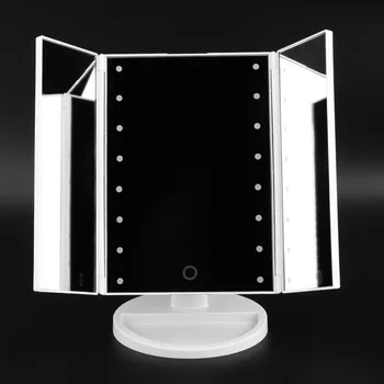 Portabil Trei Pliere Masă Lampă cu LED Luminos, Oglinda de Machiaj Oglindă Cosmetică Reglabil Masă Blat de Lumină Oglindă
