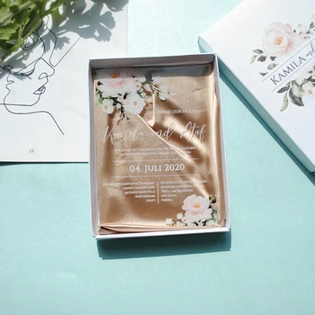 10buc clar acrilic card cu caseta de imprimat personalizat de imprimare de flori acrilice invitatie de nunta card(satin nevoie cost suplimentar)