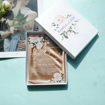 10buc clar acrilic card cu caseta de imprimat personalizat de imprimare de flori acrilice invitatie de nunta card(satin nevoie cost suplimentar)