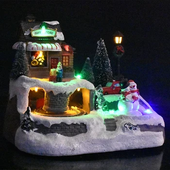 Creative Muzica Lumini LED-uri de Crăciun Luminos Casă Mică Luminile de Rășină Plutitoare Zăpadă Basm Muzica Oraș Decor de Anul Nou