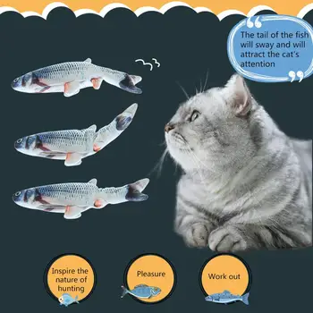 USB Electric Pește Pisică Jucărie Datul Sari de Simulare Pește-Câine Interactive Mesteca Juca Jucărie de Pluș Consumabile pentru animale de Companie 30CM