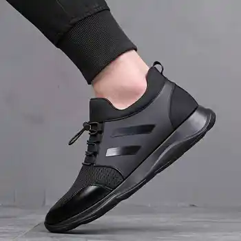 Slip-on Pantofi Barbati Casual Piele Neagră, Adidași Bărbați Vară Ascunse Tocuri de Pantofi în aer liber 2020 Confortabil de Mers pe jos de Încălțăminte 2020 A1