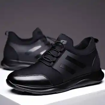 Slip-on Pantofi Barbati Casual Piele Neagră, Adidași Bărbați Vară Ascunse Tocuri de Pantofi în aer liber 2020 Confortabil de Mers pe jos de Încălțăminte 2020 A1