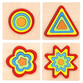 Din lemn Forme Geometrice Montessori Puzzle Sortare Matematica Cărămizi de Învățare Preșcolară Joc Educativ pentru Copii Toddler Jucarii pentru Copii