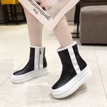 2020 Iarna Glezna Cizme Pentru Femei Pantofi Cu Platforma Moda Glitter Din Piele De Argint Cizme Scurte Femei Negru De Pluș Cald Cizme De Zăpadă