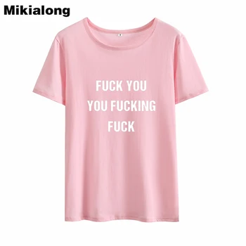 Mikialong 2018 Vara cu Maneci Scurte Pierde T-shirt Femei Negru de Bumbac Alb Tricou Femme Tumblr O-neck Tricou Femei Topuri