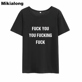 Mikialong 2018 Vara cu Maneci Scurte Pierde T-shirt Femei Negru de Bumbac Alb Tricou Femme Tumblr O-neck Tricou Femei Topuri