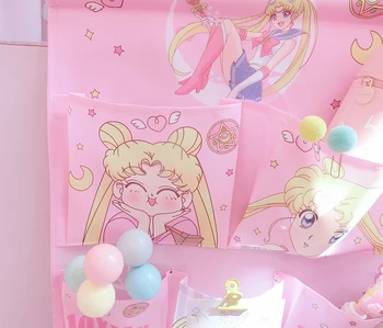 Desene animate Sailor Moon Sac de Cosmetice de Make Up Bag Sailor Moon pungi de Depozitare Prelungită Non-țesute Tesatura de Perete Agățat Saci de Organizator