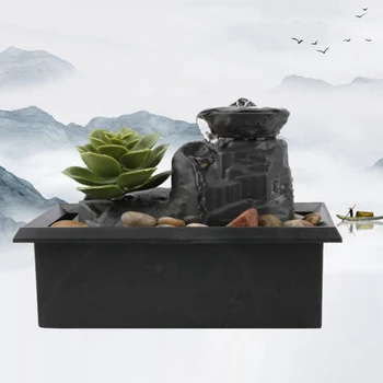 Fântână De Apă Desktop Chineză Fengshui Lampa Acasă Peisaj Fantana De Interior Mini Cascade De Vaci Masă Ornament Decor Acasă