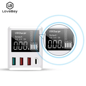 LOVEBAY Afișaj LED cu 4 Porturi 3 USB C Încărcător încărcător rapid 3.0 QC Perete de Încărcare Pentru iPhone 12 Samsung Quick Charge UE NE-a UNIT Adaptor