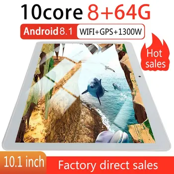 KT107 Gaură Rotundă Tableta 10.1 Inch Ecran Mare, Android Versiunea 8.10 Moda Comprimat Portabil 8G+64G Comprimat Alb Alb UE Plug