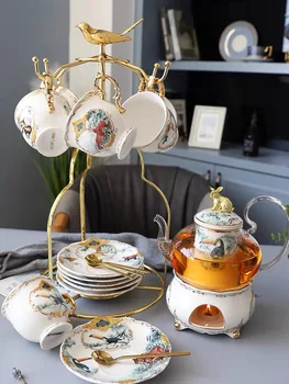 European de Ceai din Ceramica Set de Ceasca Si Farfurie din porțelan Cești de Cafea Set 4/6PCS Mare de Sticlă Borosilicată Ceainic Ceai Cana