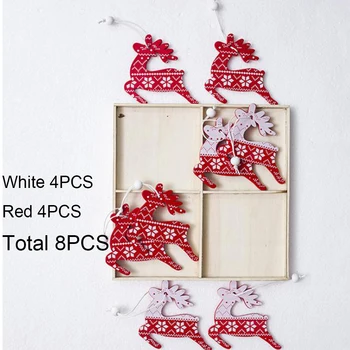 8PCS sau 12BUC DIY Fulgi de zăpadă Elan Trojan Crăciun Pandantive din Lemn Ornamente Pentru Pom de Crăciun Ornamente Decoratiuni Petrecere Copii Cadou