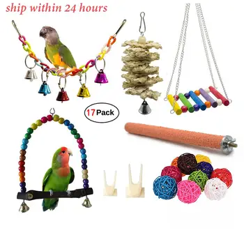 17 Pachete de Pasăre Jucarii Papagal Jucarii Swing Mestecat Jucării - Agățat Bell Cușcă de Păsări Jucării Potrivite pentru Papagali Mici, Macaws Păsări Dragoste