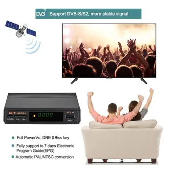 Gtmedia DVB-S2 V7S HD Decodor prin Satelit 1080P, DVB-S2 GT-Media V7S HD Includ Wifi USB H. 265 TV Box Alimentat de v7 Control de la Distanță