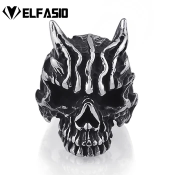 Elfasio Naiba e Diavol, Demon Craniu Barbati din Oțel Inoxidabil Motociclist Dimensiune Inel 8-13