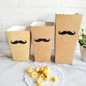 12pcs Hârtie Kraft Cutie de Popcorn Mustață și Buze Autocolant Film Nunta Petrecere Fată Băiat Favoarea Bomboane Gustare Trata Cutie
