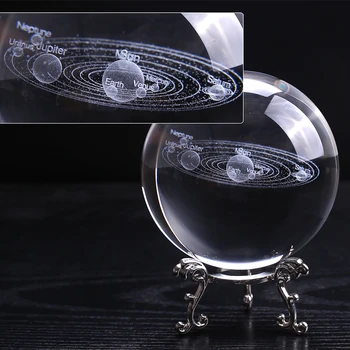 100 mm Sistem Solar 3D glob de Cristal in Miniatura, cu Laser Gravat Planeta Model Sfera Cadou pentru Astrophile Decor Acasă Ornament