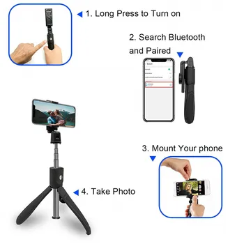 3 ÎN 1 Wirleless Bluetooth Selfie Stick Cu Oglindă Convexă Trepied Portabil Extensibila Pliabil Monopied Cu Control de la Distanță