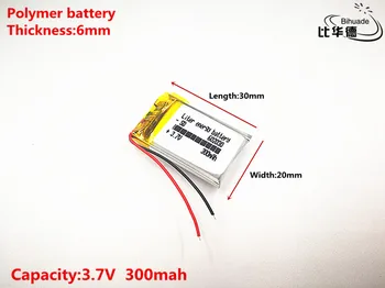 2 buc/lot 602030 300 mah 3.7 V litiu-ion polimer baterie de produse de calitate de calitate de CE FCC ROHS certificare