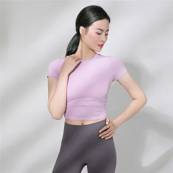 Peachmiss Nou Respirabil și uscare Rapida Sport cu mânecă Scurtă pentru Femei Slim Scurt Matase de Gheață Yoga tricou Running Top pentru Femei