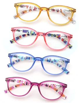 Ochelari de citit Pentru Femei și Bărbați Noua Moda Cadru Rotund cu colorat Cititorii Presbyopic Ochelari dioptrii +0.5+0.75....+4.5+5.0