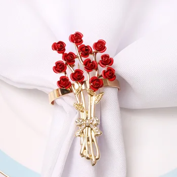 10buc Ziua Îndrăgostiților Serie de Flori de Trandafir Șervețel Butonul Șervețel Inel Inel de Șervețel