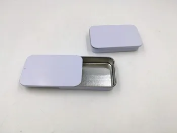 Dimensiune:80x50x15mm alb alunecare cutie de tablă menta cutie de ambalare produse alimentare containere mici de metal caz