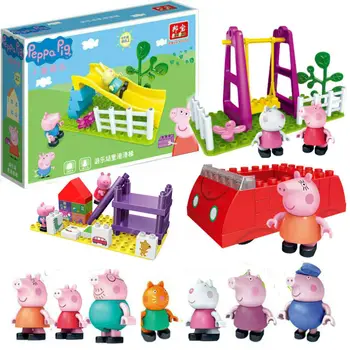 Autentic Peppa Pig -mama e masina de joacă în afara leagăn, tobogan Toy Blocuri set jucărie de Învățământ - cu figura peppa suzy