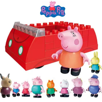 Autentic Peppa Pig -mama e masina de joacă în afara leagăn, tobogan Toy Blocuri set jucărie de Învățământ - cu figura peppa suzy