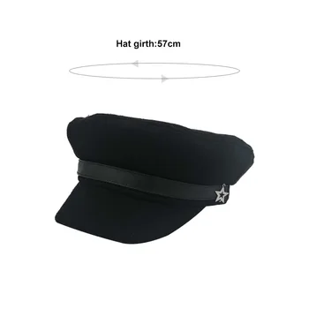 Hot De Moda Doamnelor Pălărie Stil Britanic Cald Negru Retro Vânzător De Ziare Capace Militare Octogonal Pălării De Sex Feminin Parasolar Capace De Toamna