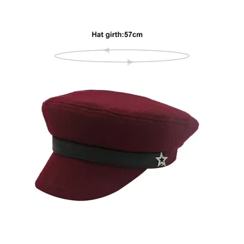 Hot De Moda Doamnelor Pălărie Stil Britanic Cald Negru Retro Vânzător De Ziare Capace Militare Octogonal Pălării De Sex Feminin Parasolar Capace De Toamna