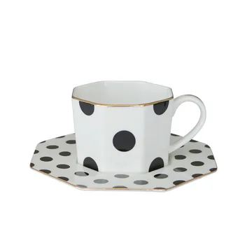 Stil britanic 9inch Octogonal Placa Ceramica Negru Punct Alb Dungă Tacamuri de Cafea Plăci de Feluri de mâncare Ceaiul de după-Amiază Acasă în Bucătărie