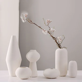 Zakka Creativ Modern Minimalist Meserii Alb Vaza Ceramica Decoratiuni Acasă Vegetarian Vaza Vaza De Flori Decor Acasă Accesorii