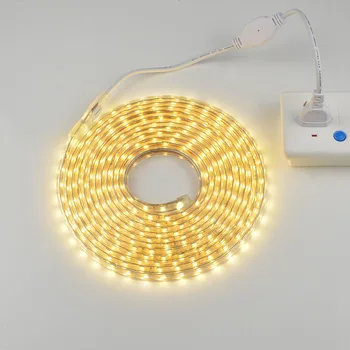 Estompat SMD 5050 LED Strip Lumină 220V Impermeabil Bandă Diodă LED Sârmă Flexibilă Bande Panglică Lampă de grădină în aer liber de iluminat UE Plug