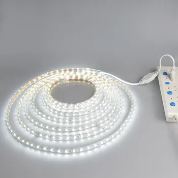 Estompat SMD 5050 LED Strip Lumină 220V Impermeabil Bandă Diodă LED Sârmă Flexibilă Bande Panglică Lampă de grădină în aer liber de iluminat UE Plug