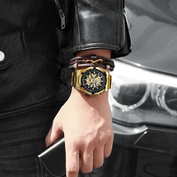 CÂȘTIGĂTORUL Oficial Clasic Ceas Automatic Barbati cuarț Mens Ceasuri de Top de Brand de Lux de Aur din Oțel Inoxidabil Curea
