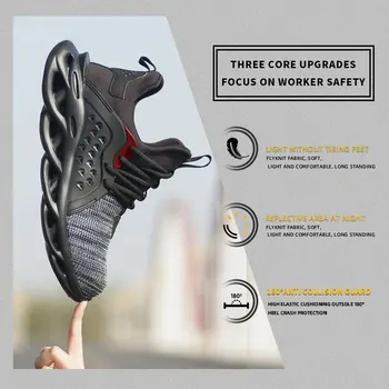 Ușoare pantofi de siguranță, respirabil și confortabil, anti-zdrobitor și anti-punctie, deget de la picior de protectie pantofi de lucru în aer liber
