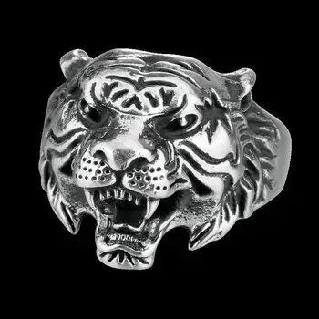 S925 argint design original produs nou retro dominator exagerat cap de tigru bărbați temperament de deschidere inel reglabil