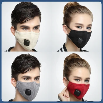 Putem Protecție Masca Faciala Cu Filtru Lavabil Refolosibil Anti-Poluare, Praf Tesatura de Bumbac Masca de Fata Cu supapa de aerisire