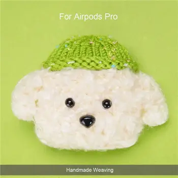 Iarna Moale Tricotat Țesute Caz de Protecție Câine Drăguț Poartă Pălărie Model Acoperă Învelișul Protector pentru Airpods Pro Căști fără Fir