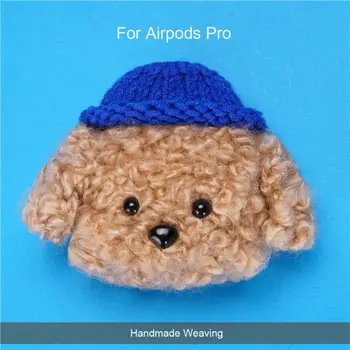 Iarna Moale Tricotat Țesute Caz de Protecție Câine Drăguț Poartă Pălărie Model Acoperă Învelișul Protector pentru Airpods Pro Căști fără Fir