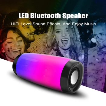 M&J Lumini LED-uri Colorate Bluetooth Difuzor HIFI Stereo Portabil Wireless cu Microfon Mâini Libere Suport TF FM USB Flash Subwoffer